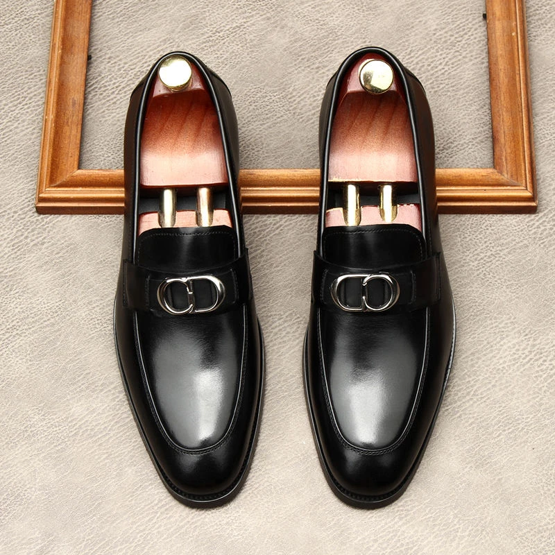 高档乐福鞋男款真皮套脚懒人一脚蹬男鞋英伦风商务休闲皮鞋男冬季