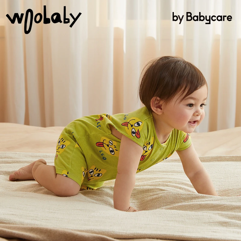 【夏-爬服】woobaby童装22年夏季薄款纯棉连体宝宝家居WB2111104