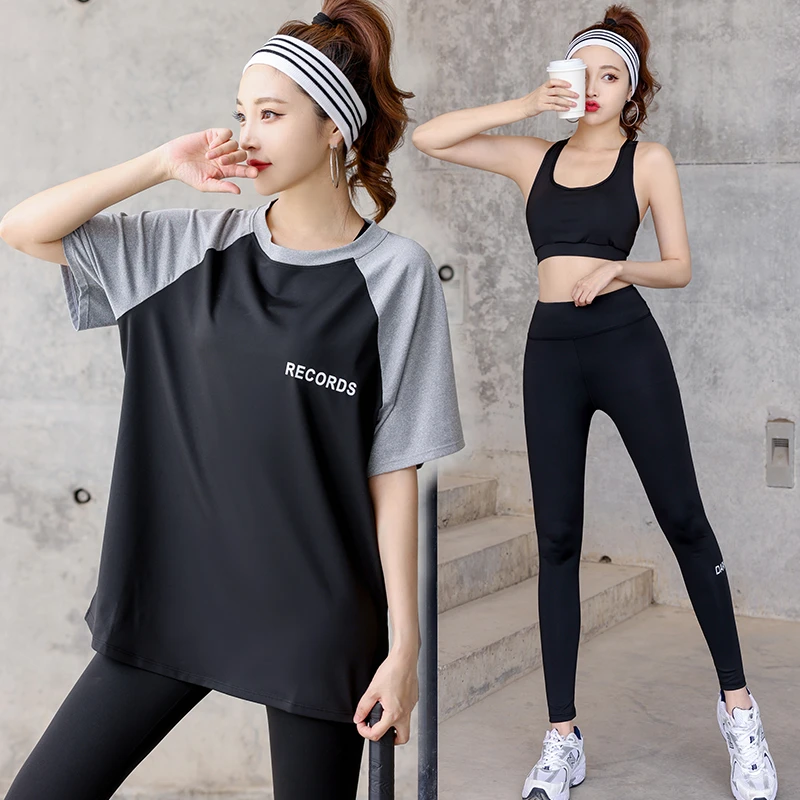 【华解语】大码瑜伽服女速干显瘦遮肉跑步健身服半袖网红跑步运动