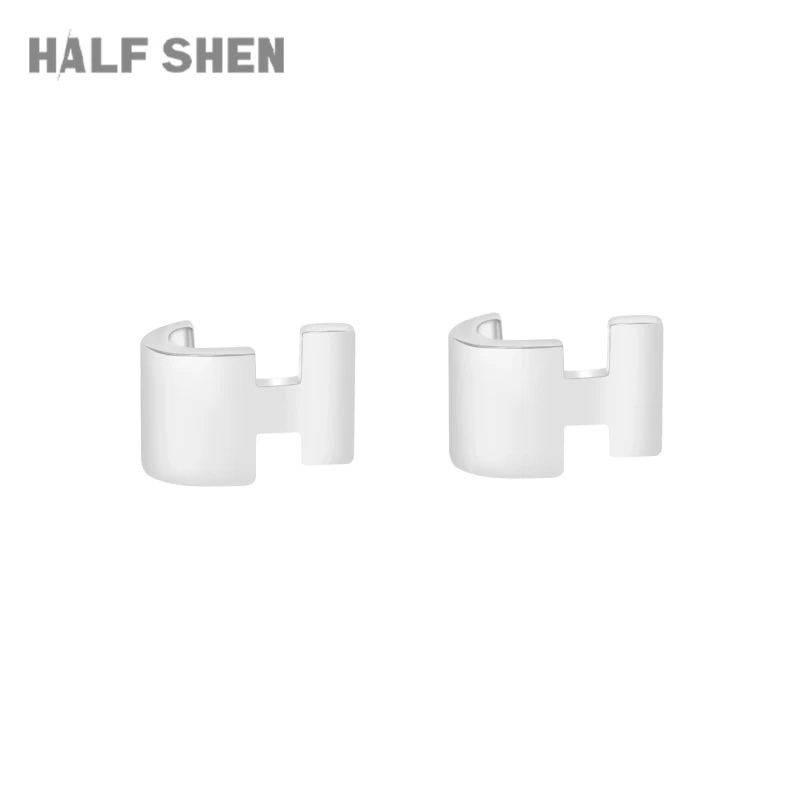 铜合金耳饰 刘雨昕同款耳钉 HALF SHEN基础款H包耳小耳钉小众设计