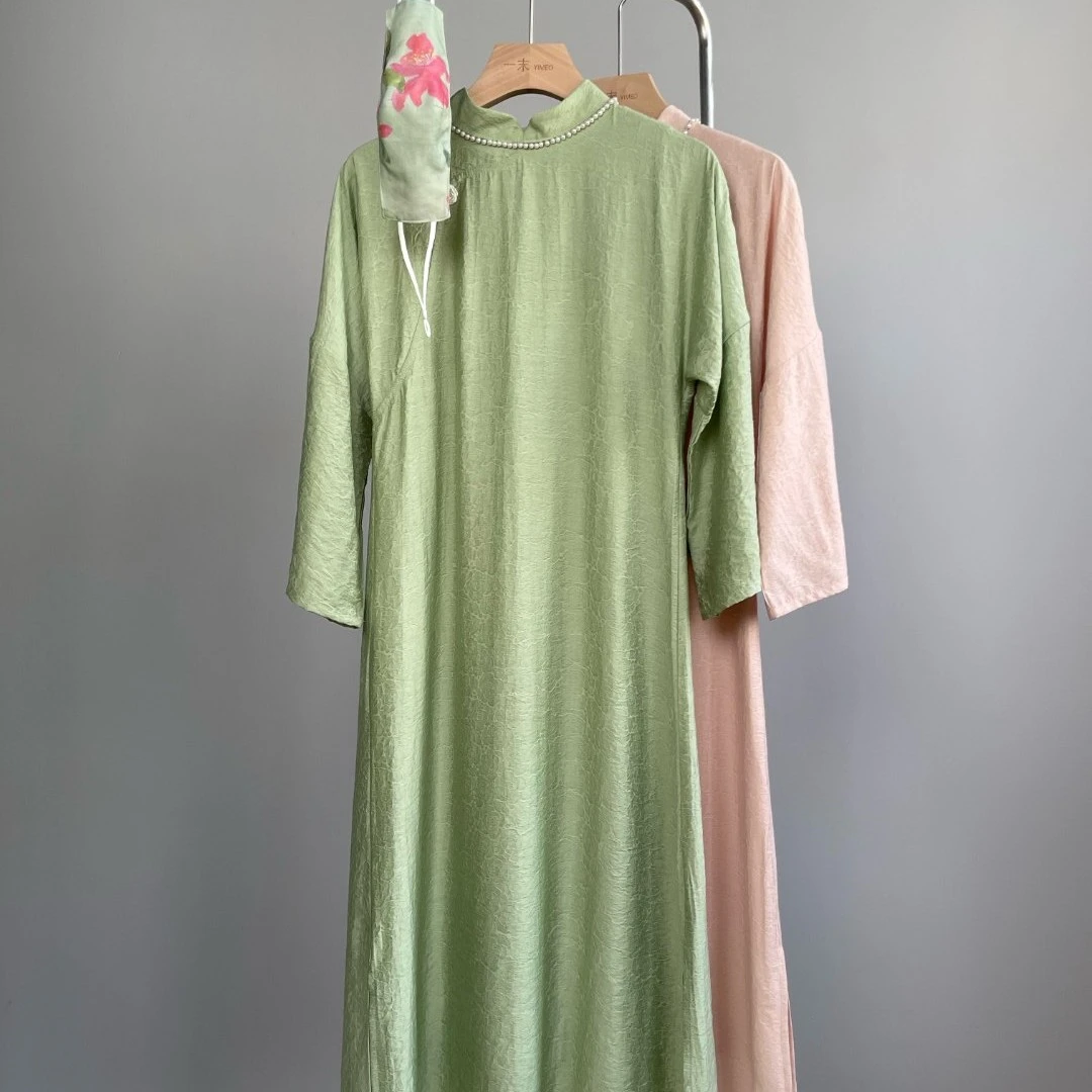 214-1《追忆》新款丝麻提花改良214-1旗袍2022上新