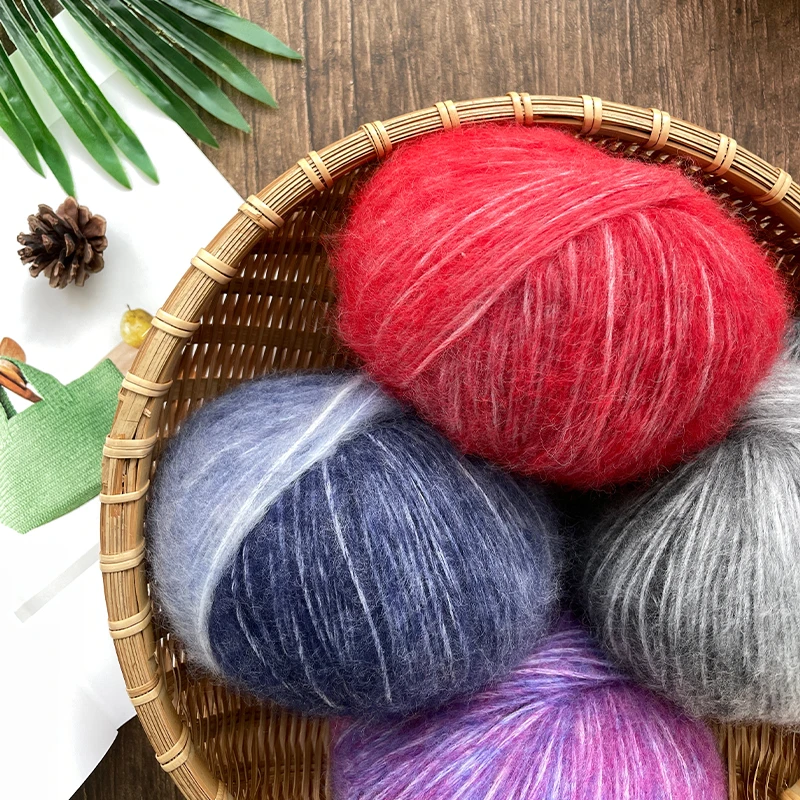 十刻云绒   喷毛毛线系列中粗羊毛绒毛柔软棉线 （一包四团200g）