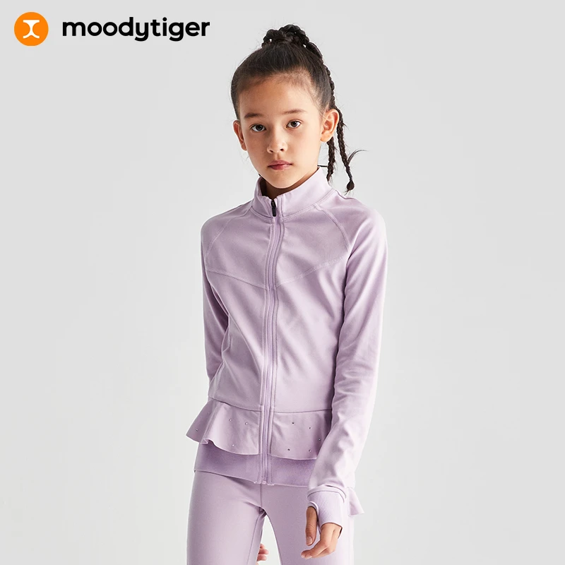moodytiger女童滑冰服荷叶边滑冰外套M23210403【H】