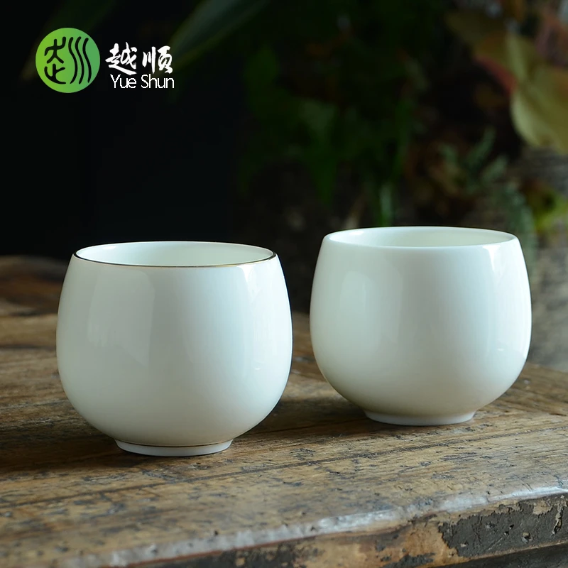 越顺羊脂玉白瓷大罗汉杯主人杯单个陶瓷茶杯功夫茶具禅定杯不倒杯