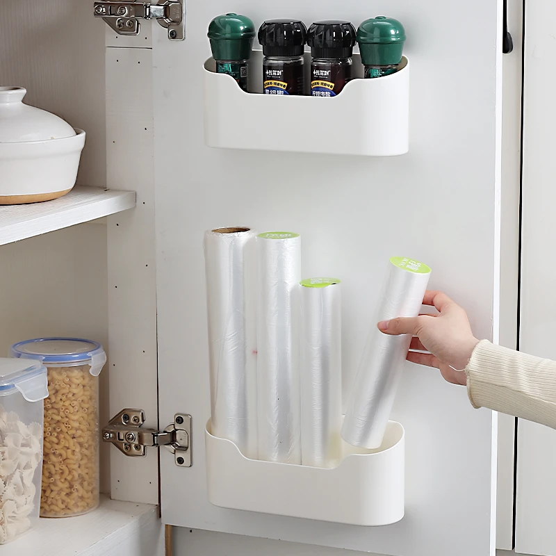 厨房壁挂式收纳盒浴室卫生间橱柜门置物神器架墙上免打孔收纳盒子