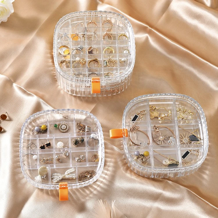 首饰盒/箱 【新疆包邮-本地仓发货】首饰格子多层分格便携盒饰品盒