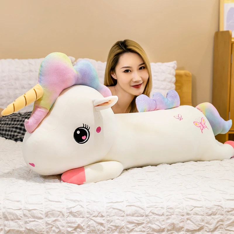 可爱独角兽公仔毛绒玩具大布娃娃玩偶睡觉长条抱枕生日七夕礼物女