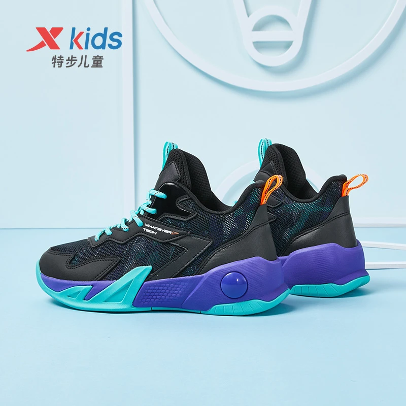 特步儿童中大童篮球鞋防滑减震男士运动中性高帮678215129060织物