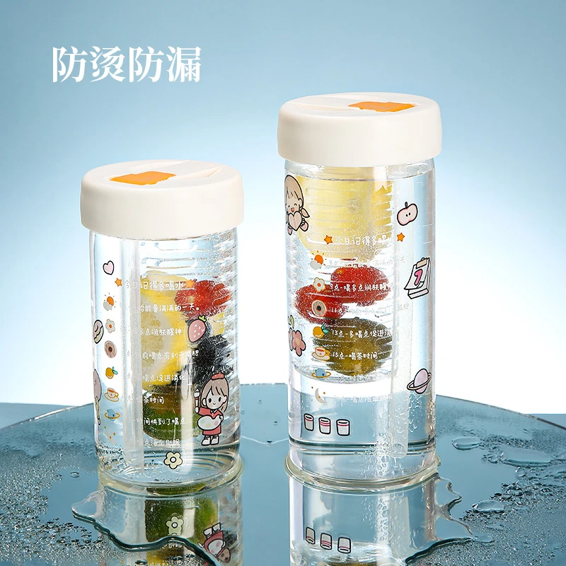 玻璃杯女生高颜值ins风学生夏季水杯大容量泡茶杯带吸管便携杯子