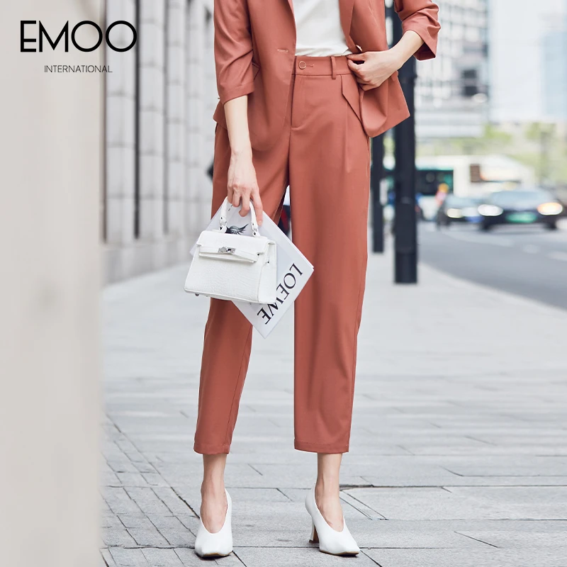 EMOO/杨门套装时尚职业气质通勤高腰商务休闲西装裤女E31B073006
