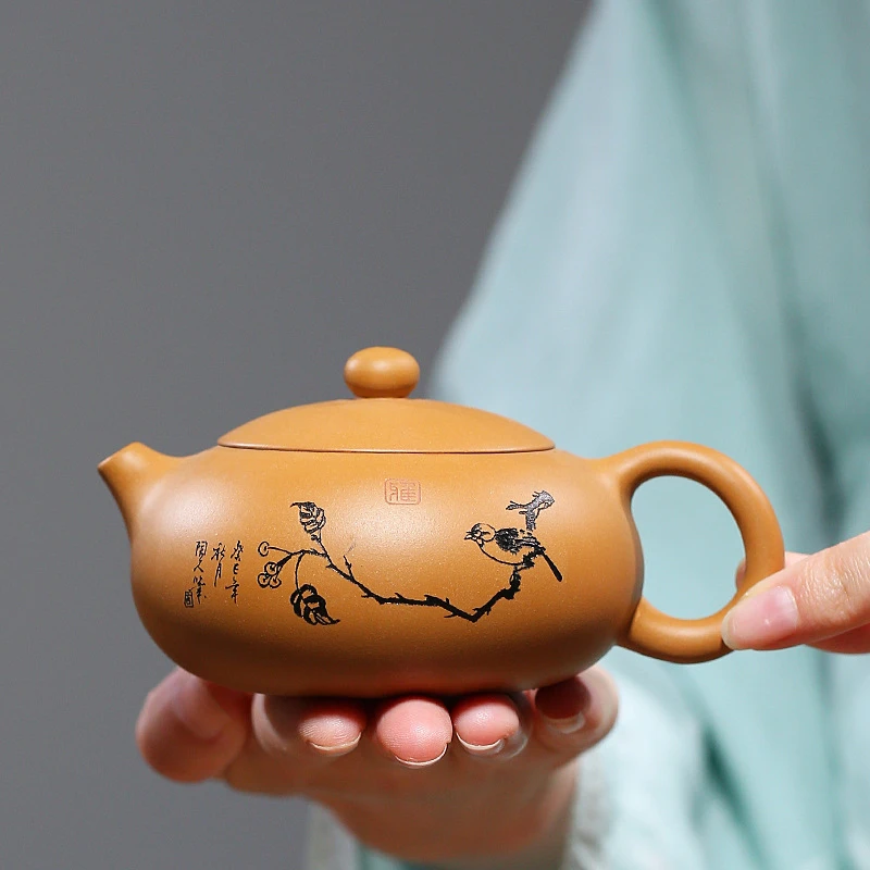 宜兴紫砂壶 套装段泥手工泡茶壶大小容量功夫茶具鸟趣扁西施