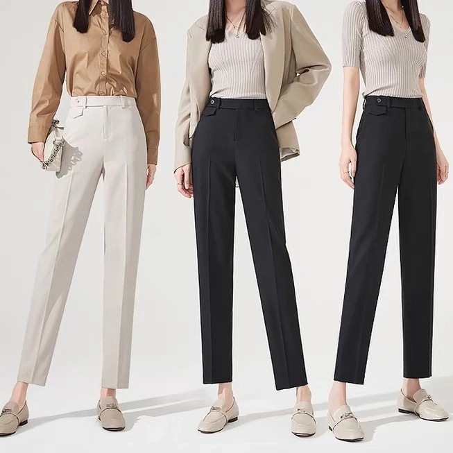 boemurr/帛茉显瘦高腰九分裤薄款防透哈伦裤宽松九分通勤BMC8054