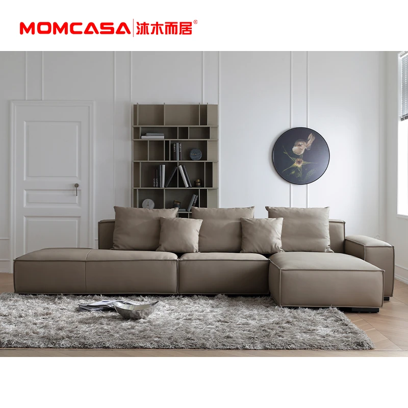 沐木而居 豆腐块沙发 别墅大平层牛皮极简真皮沙发头层牛皮意式