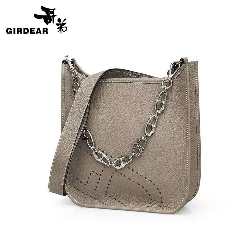 GIRDEAR/哥弟真的好女款牛皮手提单肩斜跨包链条包