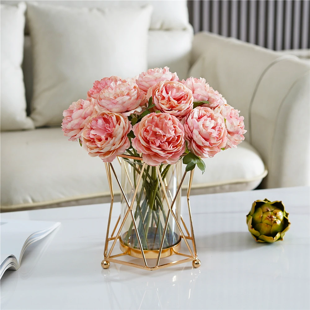 玫瑰仿真花轻奢风摆件假花花束花艺客厅家居餐桌摆设茶几桌面摆花
