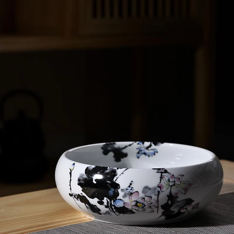 陶瓷茶洗盆功夫茶具茶杯清洗盘