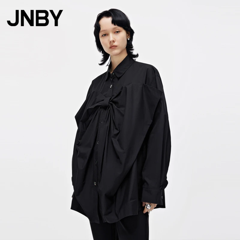 JNBY/江南布衣翻领长袖衬衫单排扣棉质宽松简约通勤H型5M8210130