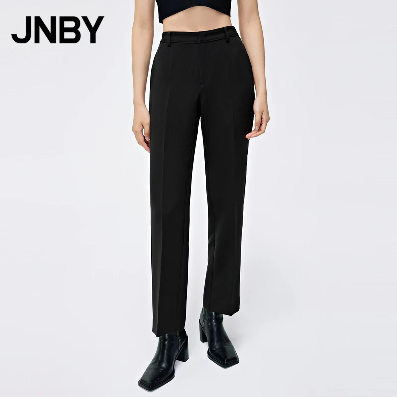 JNBY/江南布衣直筒裤高腰长裤通勤简约修身弹力斜纹5M7E12100