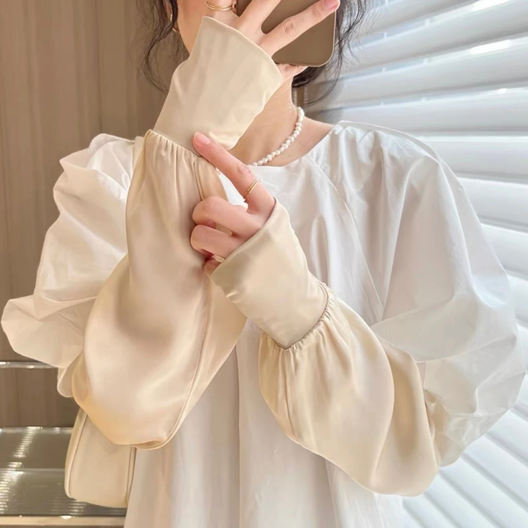 逐梦鸟真丝桑蚕丝防嗮袖套14姆米素邹缎真丝冰袖桑蚕丝冰袖薄款