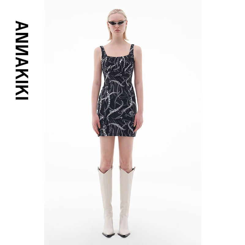 【COCO精选 】ANNAKIKI 液态金属链条印花背心连衣裙3B10826292A