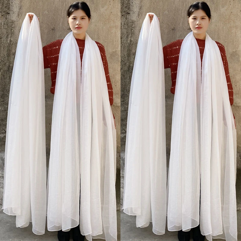 纯白色跳舞纱巾春秋款洋气丝巾古装内衬围巾女冬款夏季防晒沙滩巾