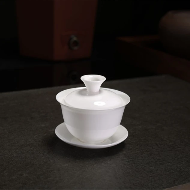 2.5英寸潮州超薄高骨瓷单人盖碗50毫升高端茶器功夫茶具盖碗茶具