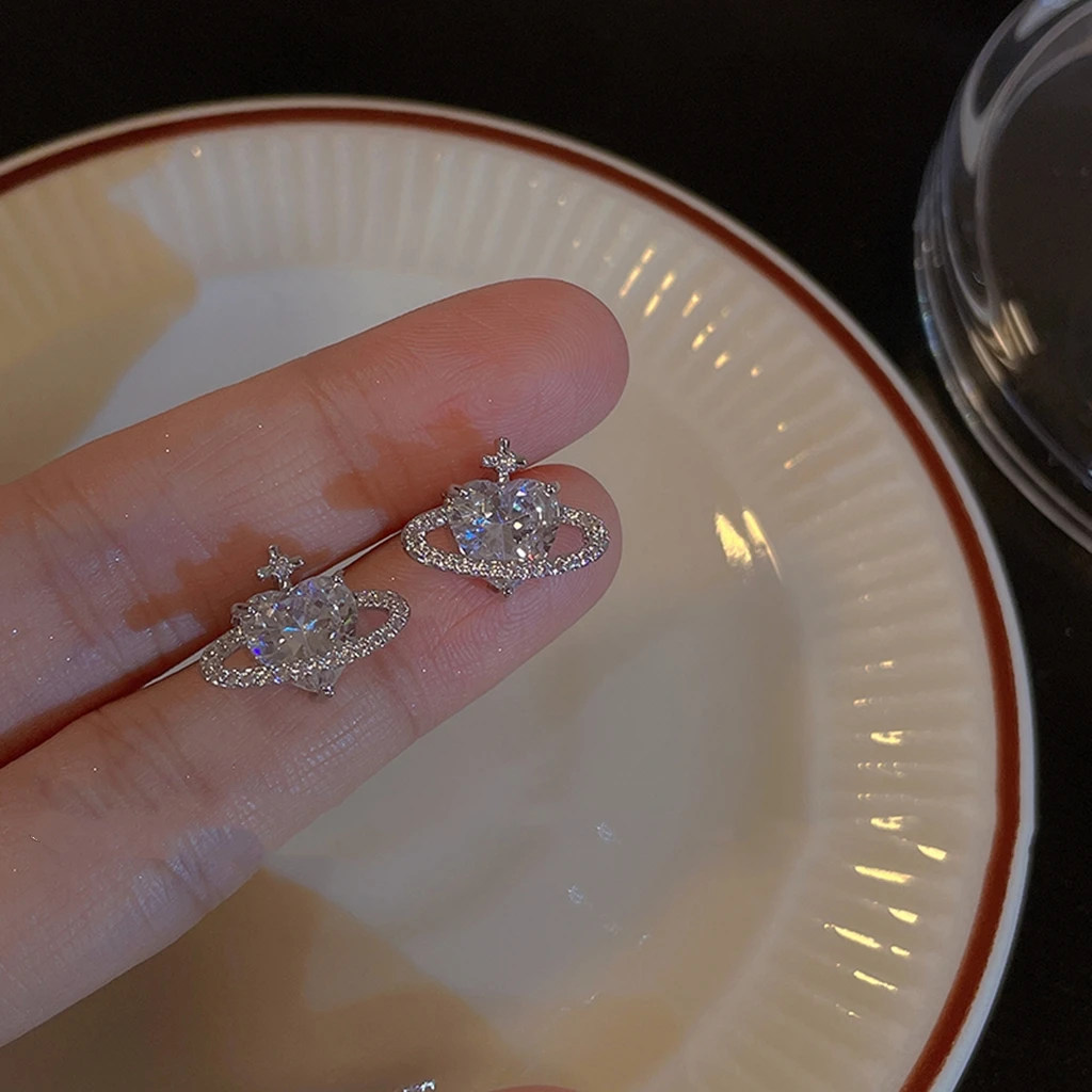 星球耳钉女夏超闪精致简约小众耳环2022年新款