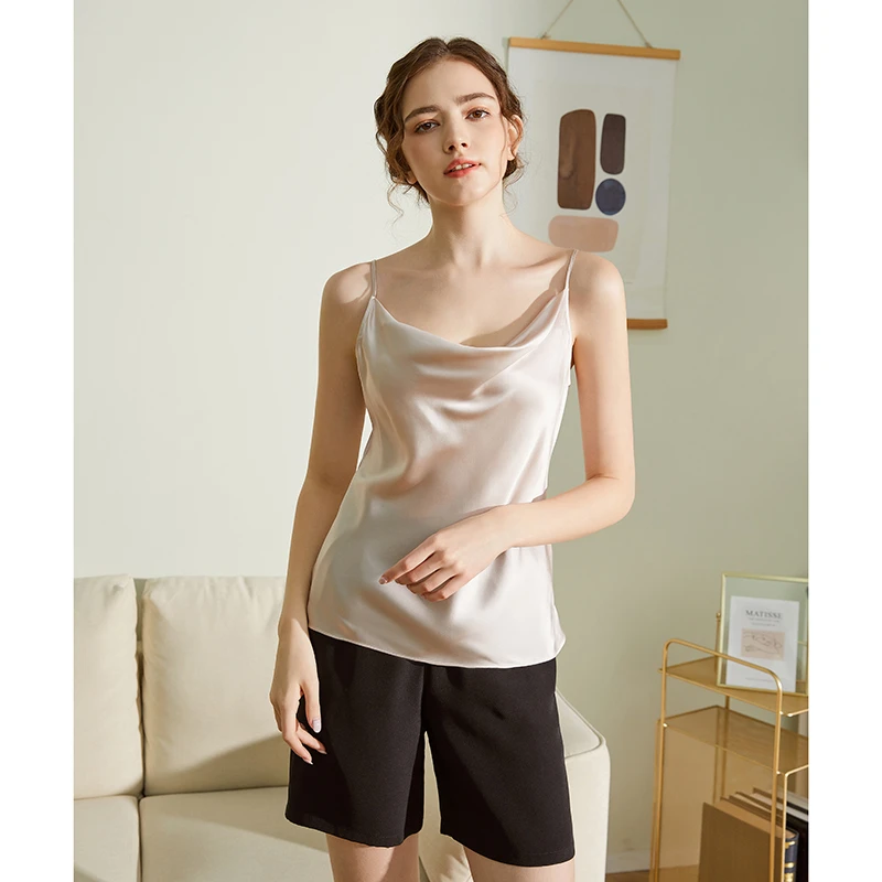 桑蚕丝吊带背心女夏季百搭纯色内搭外穿性感荡领桑蚕丝绸修身打底