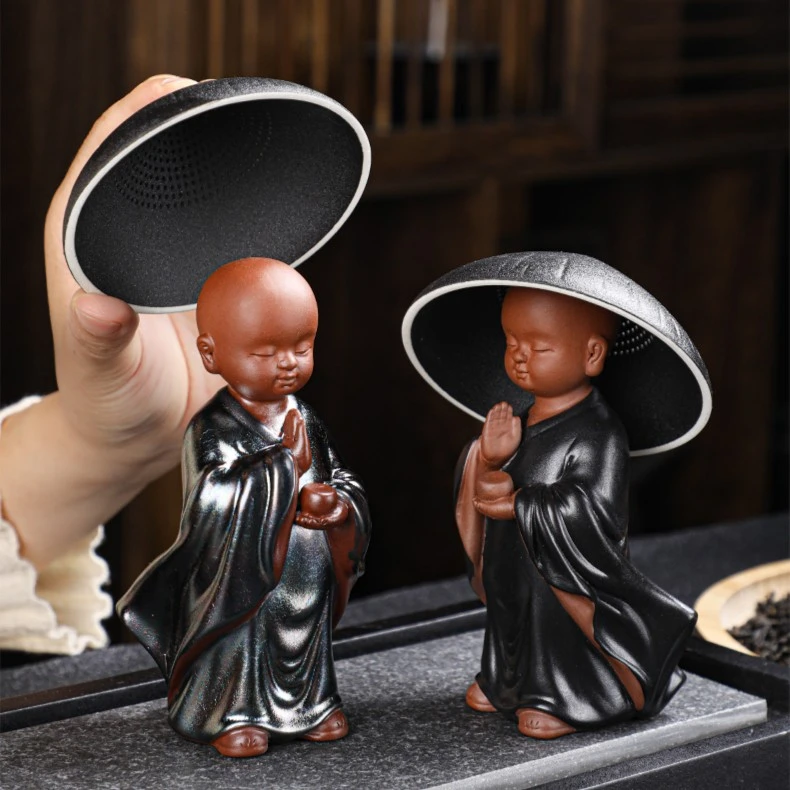 汝岩彩砂陶小和尚斗笠茶漏茶滤功夫茶具配件茶叶隔过滤器茶道摆件