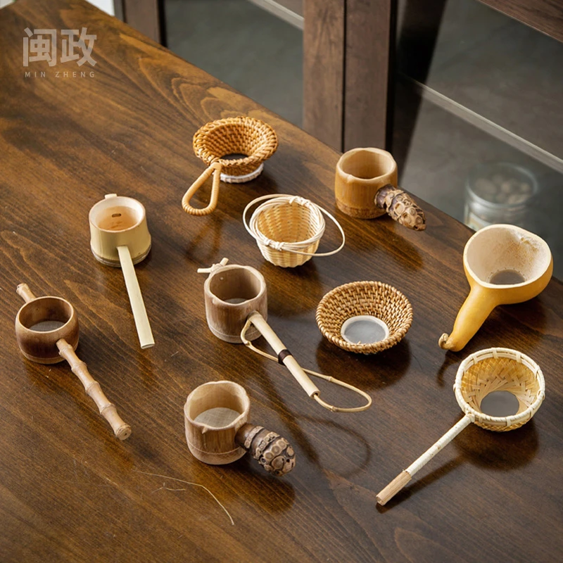 手工竹编茶器滤藤编茶漏茶叶过滤器茶道零配功夫茶具竹制禅意