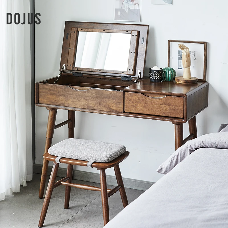 DOJUS度假式/FL-C02实木梳妆台北欧复古翻盖简约家用卧室梳妆台