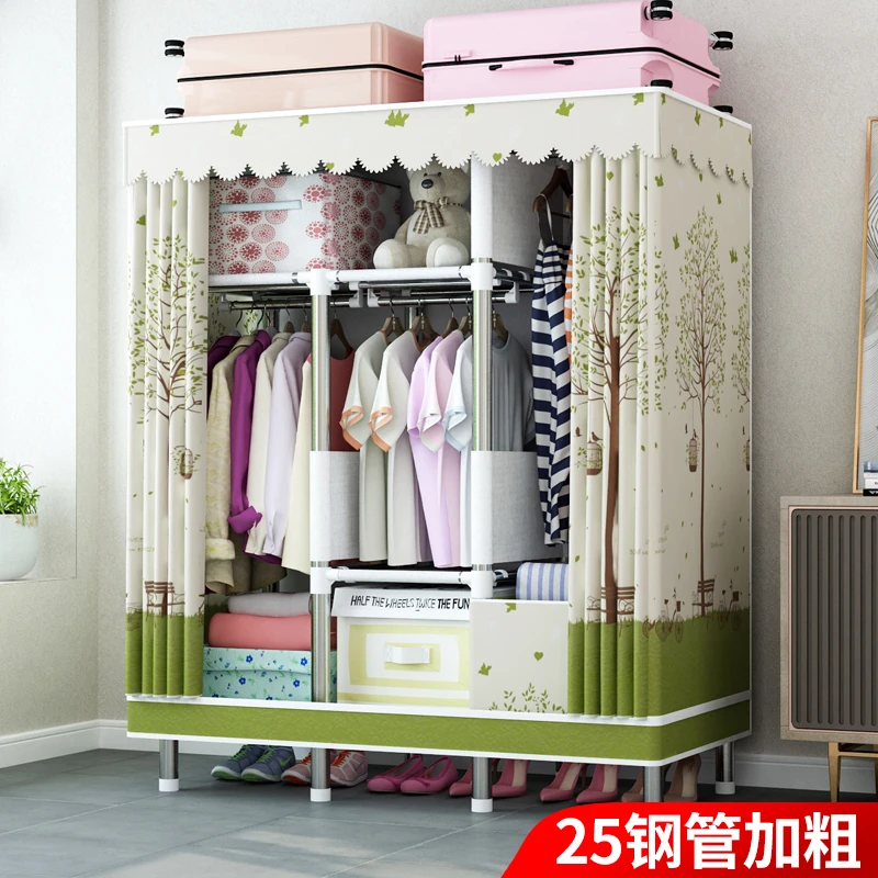 简易衣柜结实耐用家用加厚全钢架布衣柜钢管加粗加固出租房用收纳