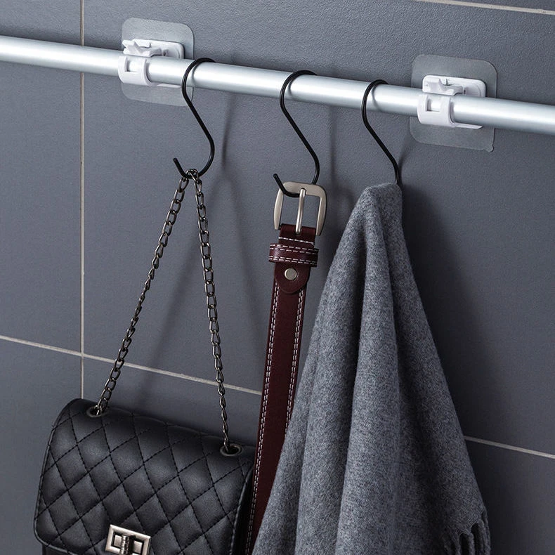 门帘杆卡扣门帘单杆窗帘伸缩杆免钉粘钩纱帘浴室粘钩强力无痕挂钩