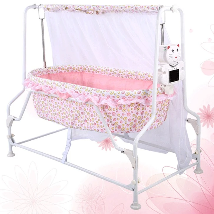 宝宝爽豪华版新生儿秋千式智能电动摇篮床MP3音乐带遥控摇摇床