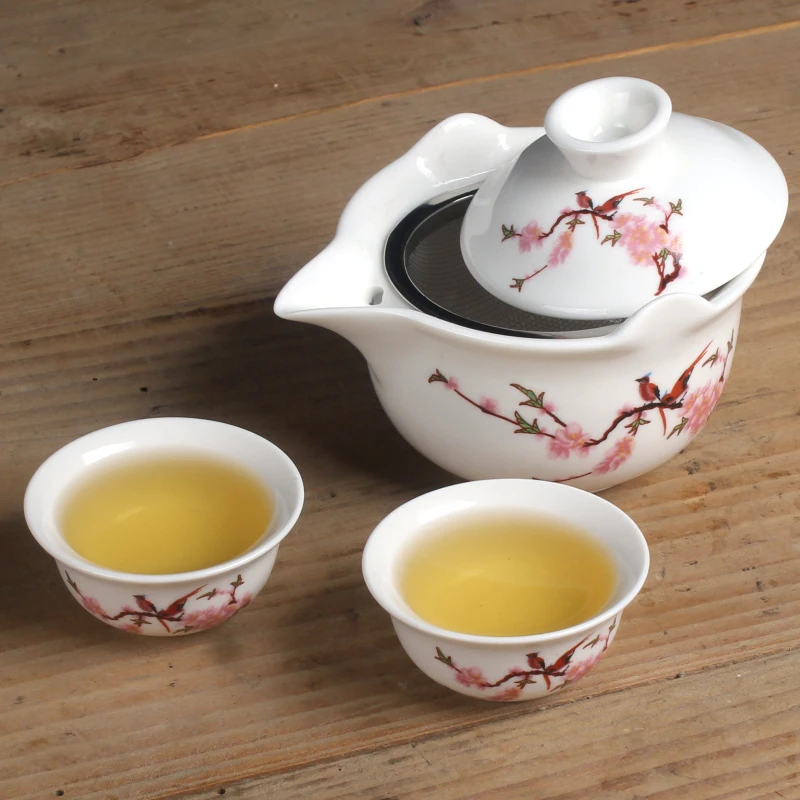 丰晟防烫三才盖碗茶杯大号单个陶瓷功夫茶具泡茶碗手抓壶青花白瓷