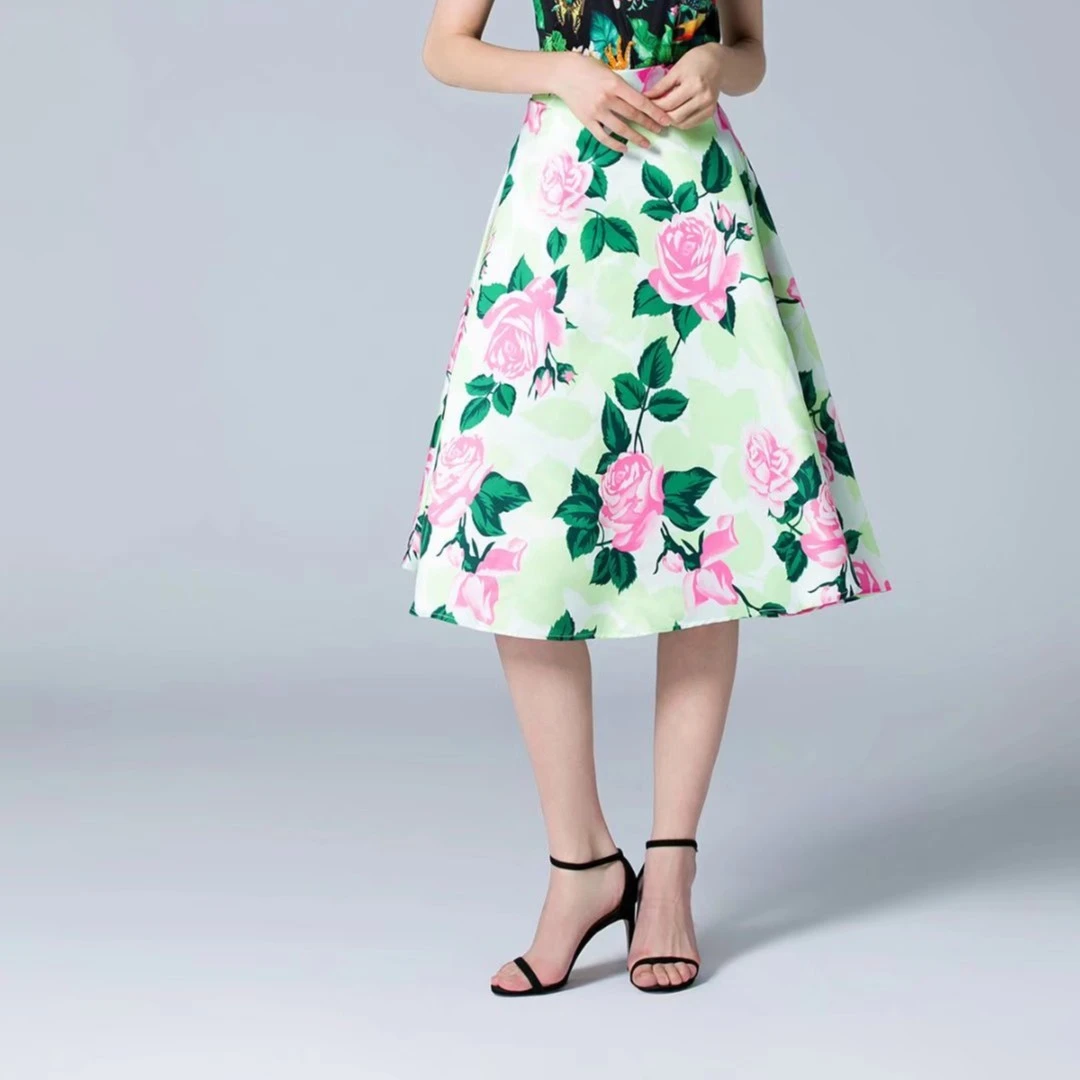 2022年派尚原创设计新款时尚数码印花中长款半裙半身裙