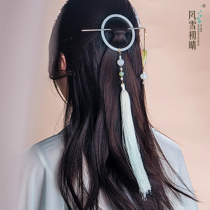 风雪初晴 铜合金发饰 雨濯春尘 原创手工汉服配饰简约铃兰后压