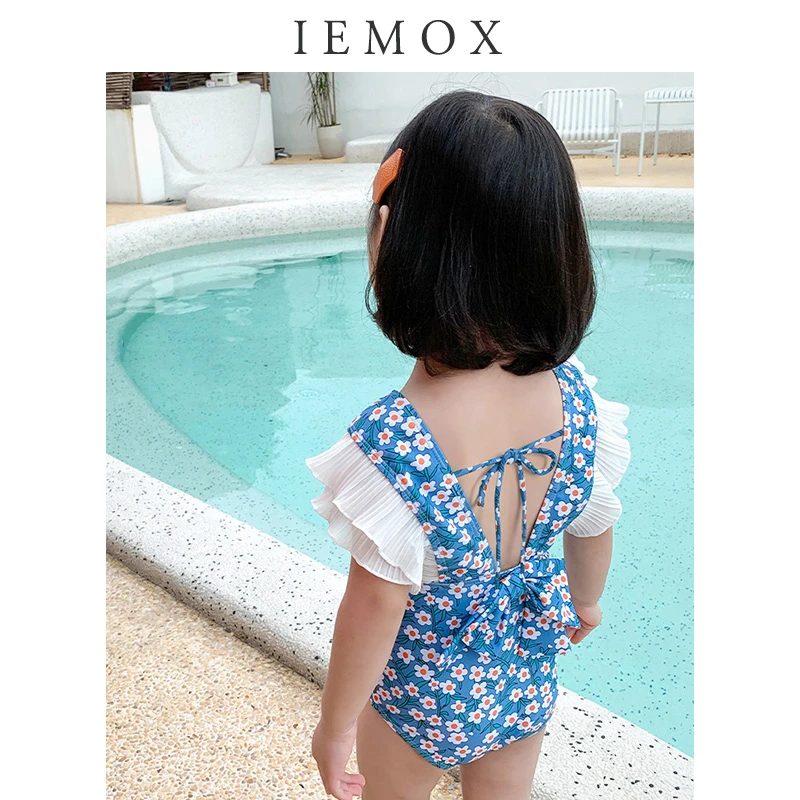 XG183 100-140码 韩国小碎花可爱女童儿童连体游泳衣 中小童洋气