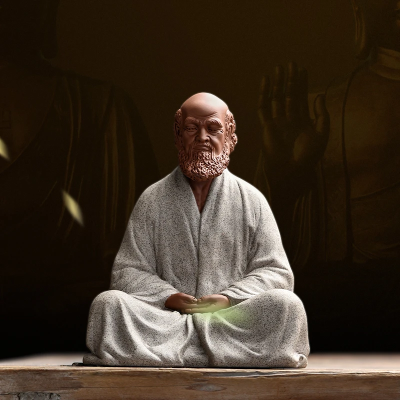 木客中式紫砂陶达摩禅意摆件茶道茶桌茶文化创意茶几设计装饰品