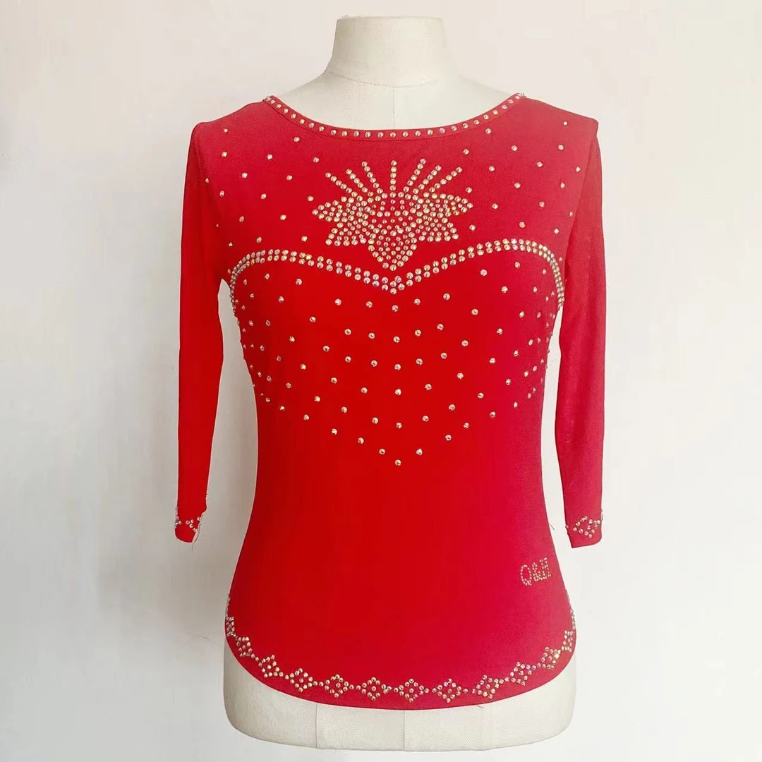 广场舞镶钻七海舞服 春夏季新款一帘幽梦原创设计三步踩女式上衣