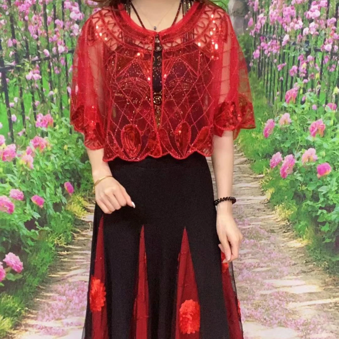 菱形网格+大摆裙两件套（不带美背）