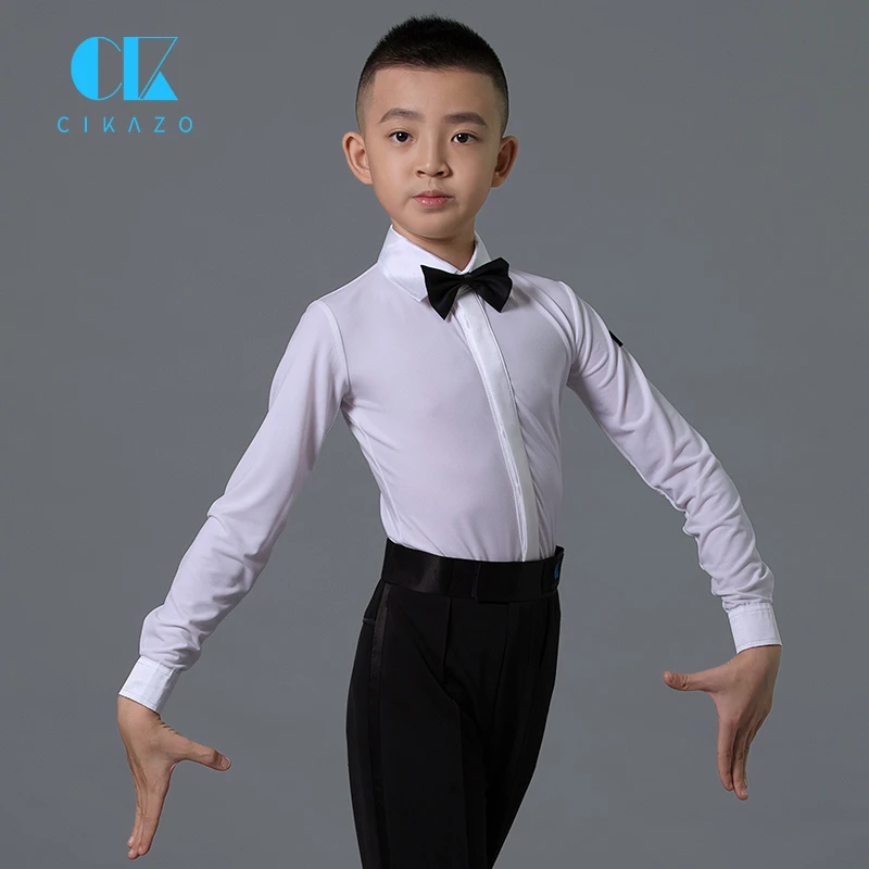 茜卡索 拉丁舞服男童冬比赛服男孩拉丁考级服标准服衬衫上衣G5010