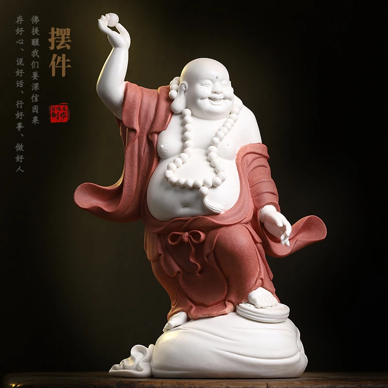 手工雕塑弥勒佛摆件佛像大肚笑佛未来佛饰品乔迁送礼家居摆件