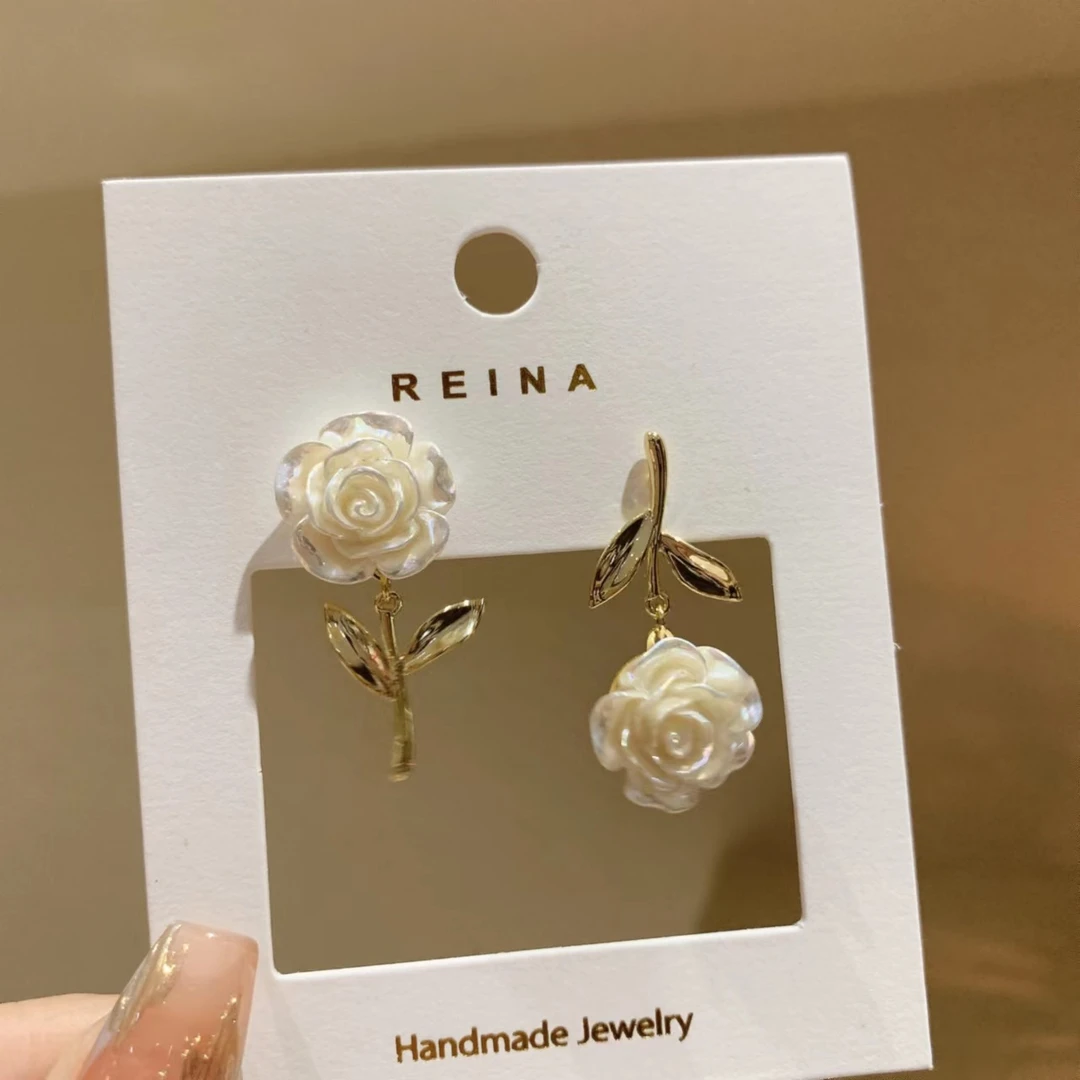 铜合金耳饰 韩国百搭花朵贝壳银针耳环新款潮耳坠气质耳饰耳钉女