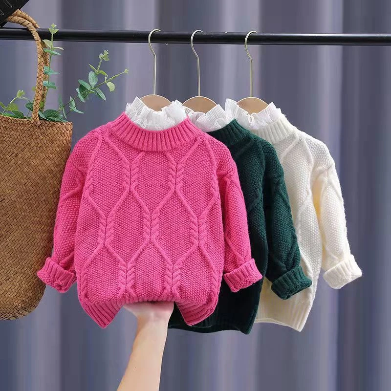 新款女童毛衣中高领女孩公主风洋气加厚秋冬新款保暖上衣中大童装