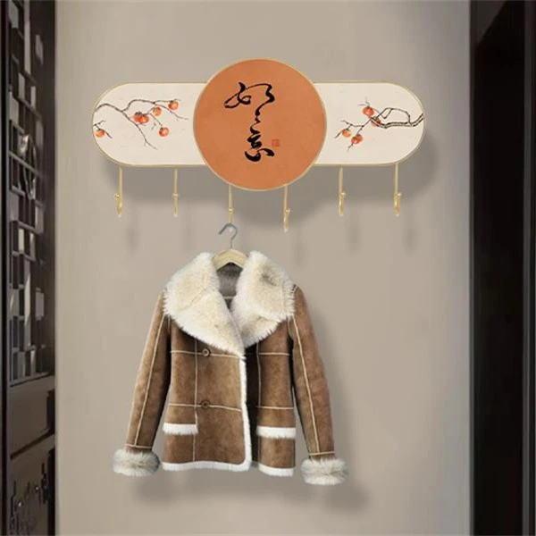 新中式玄关入户挂钩晶瓷画创意客厅好寓意装饰画衣帽钥匙艺术挂件