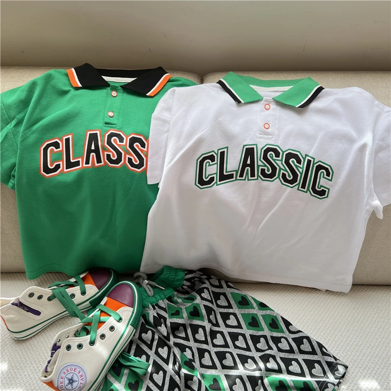 帅气男宝bi入 棉质小翻领短袖POLO衫2022夏款中大男童装 宽松韩范