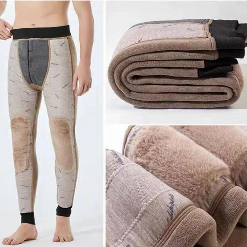 高腰加绒加厚加护膝保暖裤男款冬季防寒御寒内穿棉裤零下绒裤秋冬