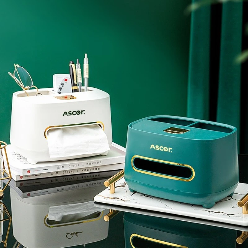 桌面纸巾盒客厅轻奢高档茶几收纳盒家用餐巾纸盒多功能创意抽纸盒