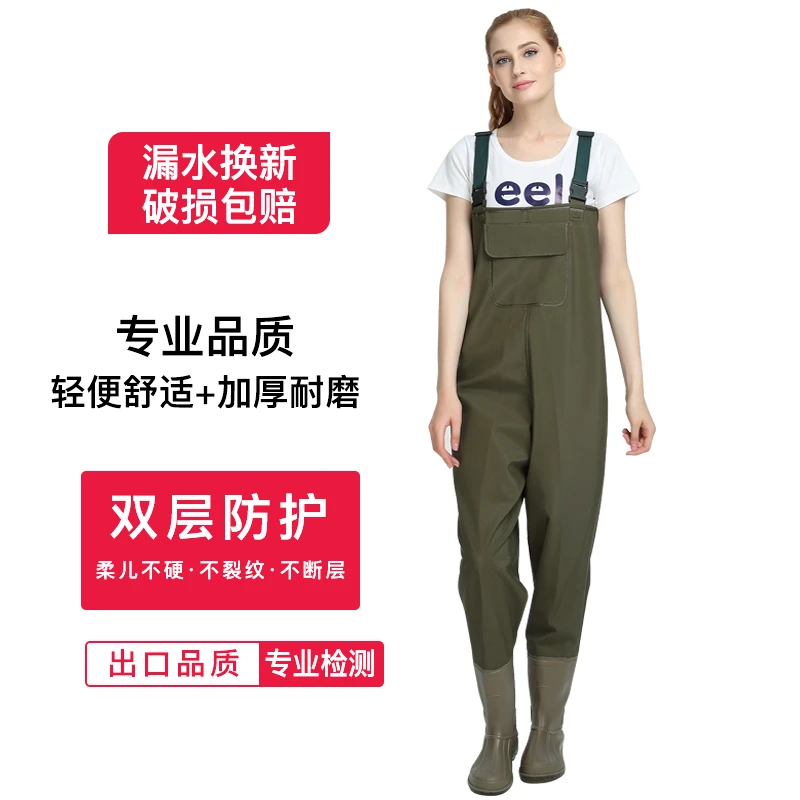 下水裤水库雨裤带雨鞋防水衣服半身连体男皮叉捕抓鱼全身加厚水鞋